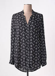 Chemisier tissage crêpe manches longues noir ARELINE femme