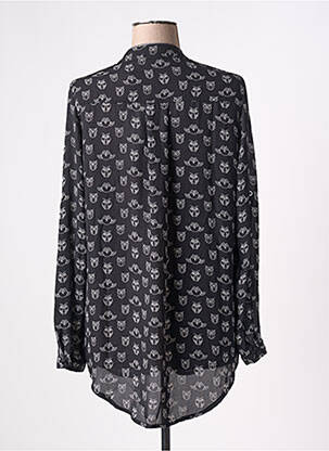 Chemisier tissage crêpe manches longues noir ARELINE femme