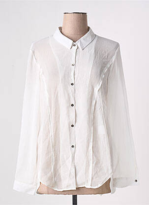 Chemisier tissage crêpe manches longues blanc ARELINE femme