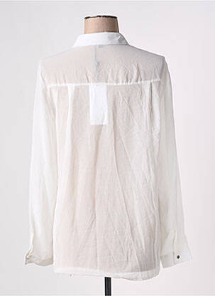 Chemisier tissage crêpe manches longues blanc ARELINE femme