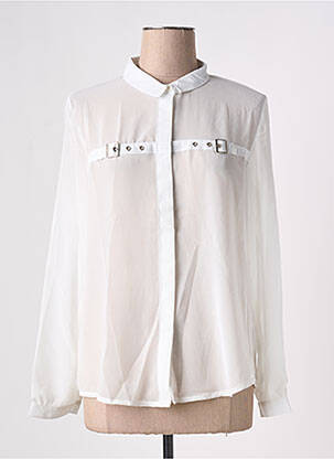 Chemisier tissage crêpe manches longues blanc ARELINE femme