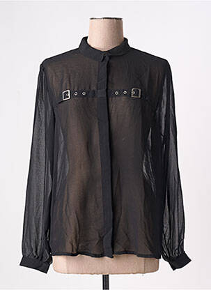 Chemisier tissage crêpe manches longues noir ARELINE femme