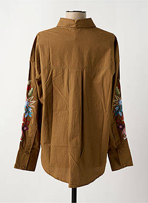 Chemisier coupe cintrée manches longues marron FIVE femme