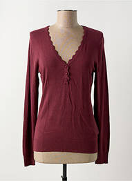 Pull coupe cintrée manches longues rouge ICHI femme