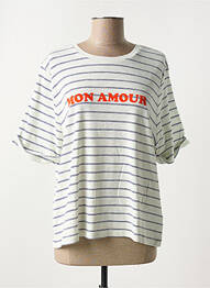 T-shirt sérigraphie floquée manches courtes bleu ICHI femme