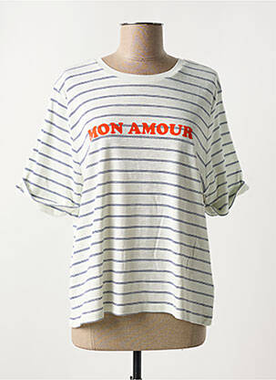 T-shirt manches mi-longues manches courtes bleu ICHI femme