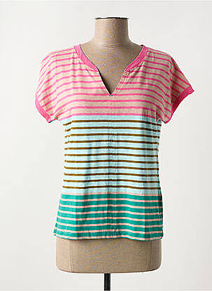 T-shirt col v manches courtes rose WHITE STUFF femme
