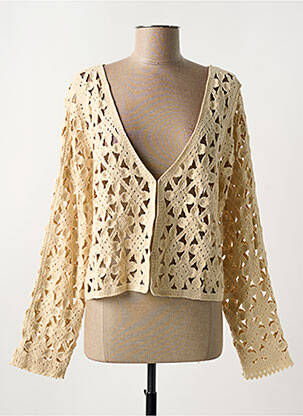 Gilet manches longues stretch beige MD'M femme