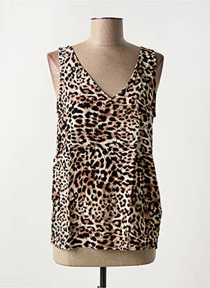 Top col v sans manche marron B.YOUNG femme
