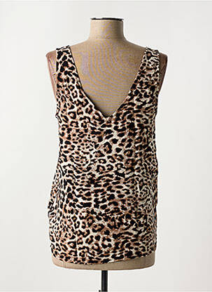 Top col v sans manche marron B.YOUNG femme