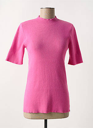 Pull stretch manches courtes rose ICHI femme