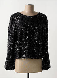 Top coupe cintrée manches longues noir PEACE N'LOVE femme