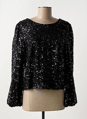 Top coupe cintrée manches longues noir PEACE N'LOVE femme