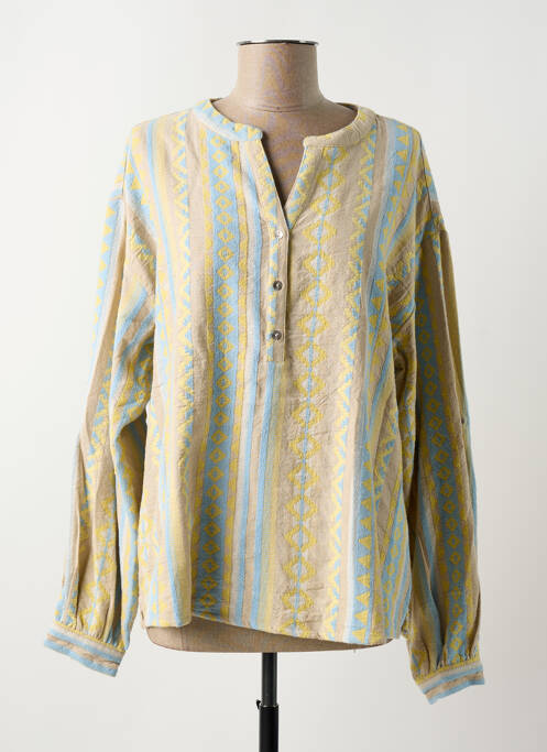 Blouse poignets boutonnés avec fente manches longues beige CREAM femme