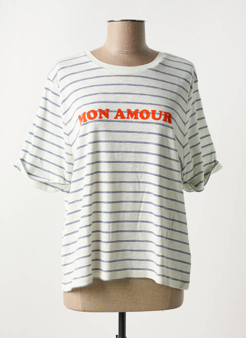 T-shirt manches mi-longues manches courtes bleu ICHI femme
