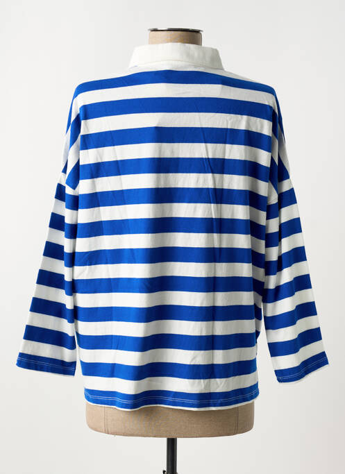 Polo imprimé rayures manches 3/4 bleu JANE BLUE femme