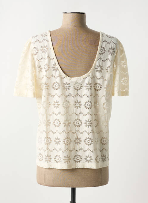 Top stretch manches courtes beige ICHI femme