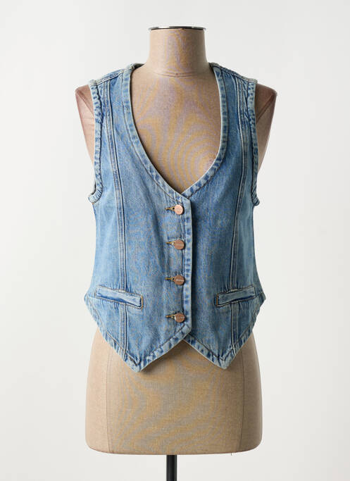 Gilet sans manche fausses poches bleu JANE BLUE femme