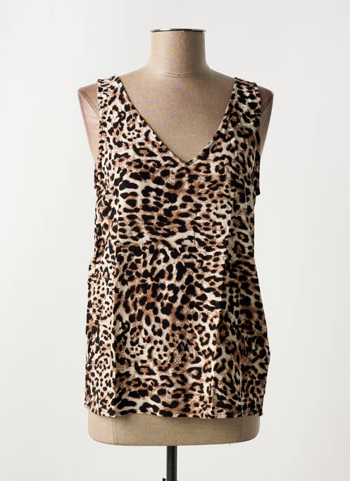 Top col v sans manche marron B.YOUNG femme