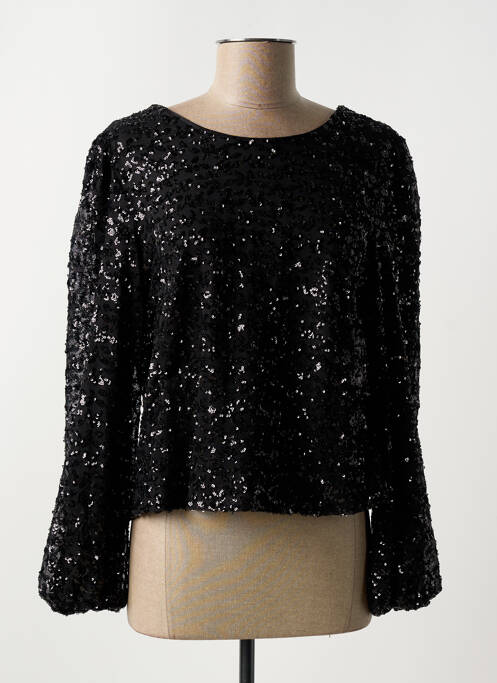 Top coupe cintrée manches longues noir PEACE N'LOVE femme