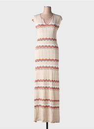 Robe longue manches courtes manches courtes beige CREAM femme
