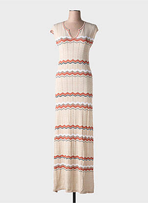 Robe longue manches courtes manches courtes beige CREAM femme