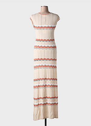 Robe longue manches courtes manches courtes beige CREAM femme