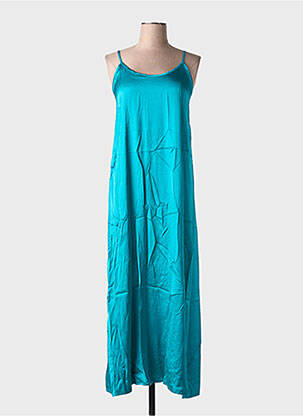 Robe longue coupe fluide fines bretelles bleu LA FEE MARABOUTEE femme