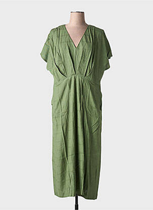 Robe longue manches courtes manches courtes vert PAN femme