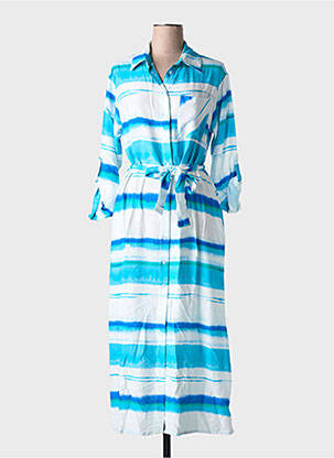 Robe longue manches longues manches longues bleu LA FEE MARABOUTEE femme