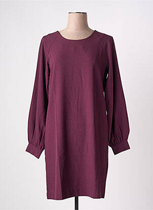 Robe courte manches longues manches longues rouge ICHI femme