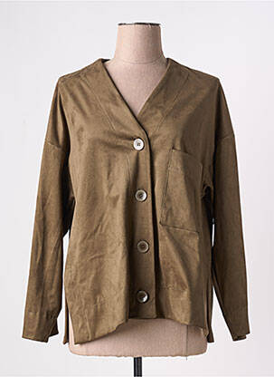 Veste casual tissage suedine vert JOHANNA PARIS femme