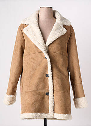 Manteau court marron ICHI pour femme