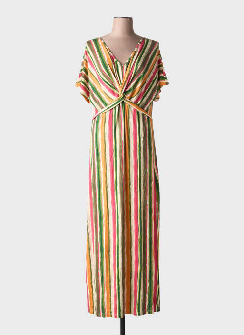 Robe longue manches courtes manches courtes orange MD'M femme