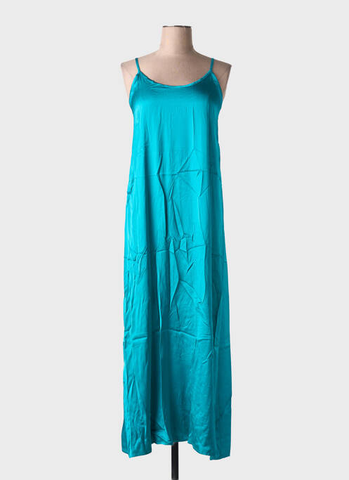 Robe longue manches bretelles ajustables fines bretelles bleu LA FEE MARABOUTEE femme