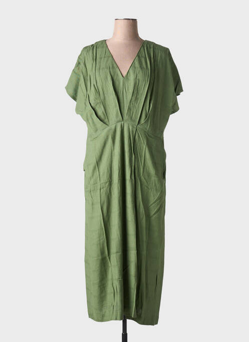 Robe longue manches courtes manches courtes vert PAN femme