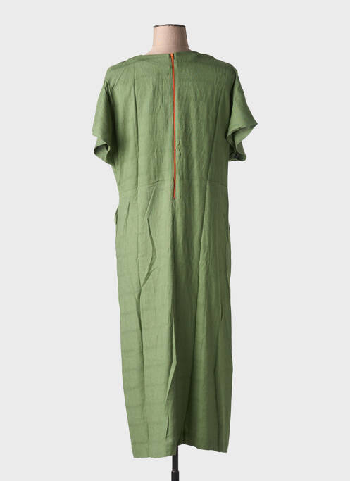 Robe longue manches courtes manches courtes vert PAN femme
