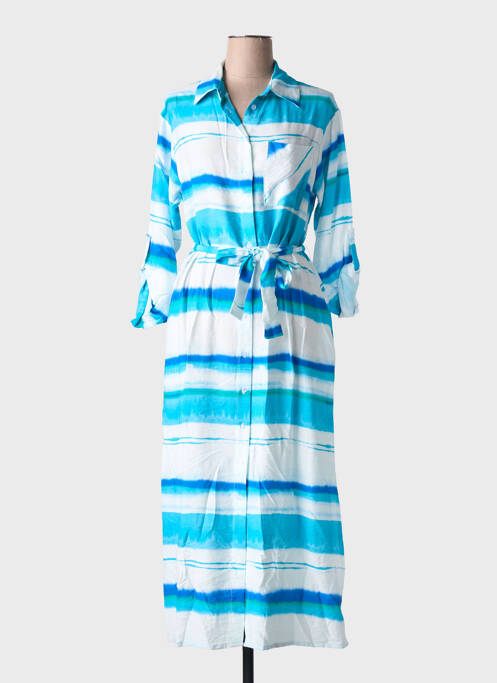 Robe longue manches longues manches longues bleu LA FEE MARABOUTEE femme