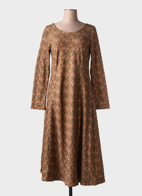 Robe longue imprimé fantaisie manches longues marron MD'M femme