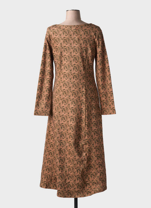 Robe longue imprimé fantaisie manches longues marron MD'M femme