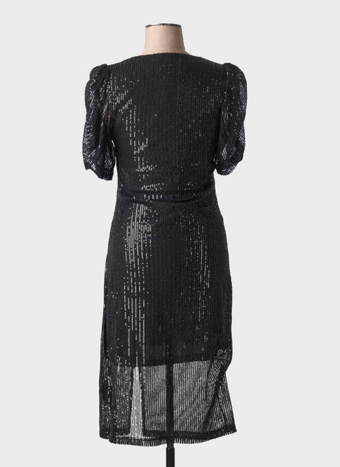 Robe mi-longue manches courtes manches courtes noir ICHI femme