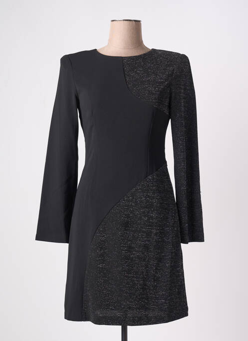 Robe courte manches longues manches longues noir ICHI femme
