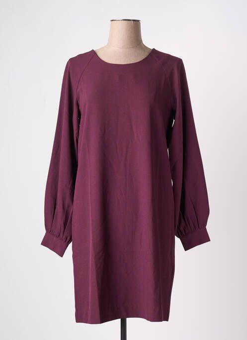 Robe courte manches longues manches longues rouge ICHI femme