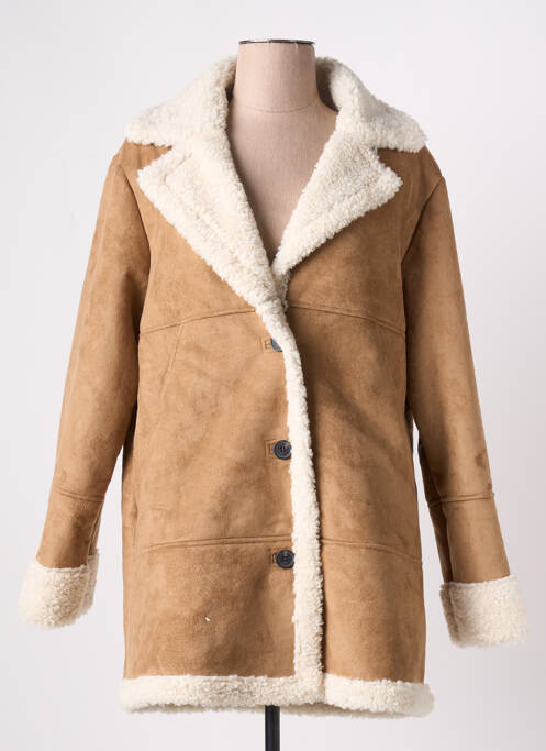 Manteau court marron ICHI pour femme