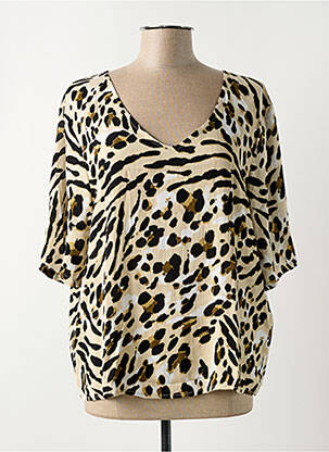 Blouse manches courtes manches courtes beige ICHI femme