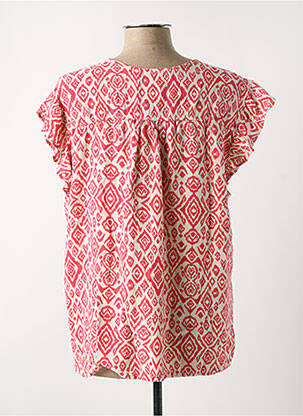 Blouse manches courtes manches courtes rouge ICHI femme