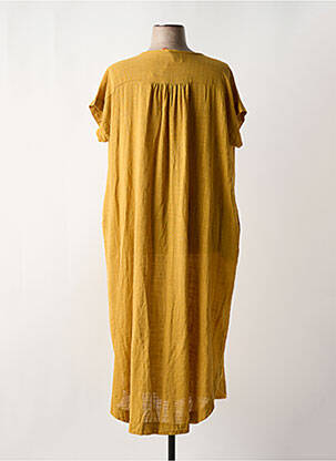 Robe longue manches courtes manches courtes jaune JOHANNA PARIS femme