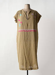 Robe longue manches courtes manches courtes vert JOHANNA PARIS femme