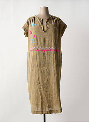 Robe longue manches courtes manches courtes vert JOHANNA PARIS femme