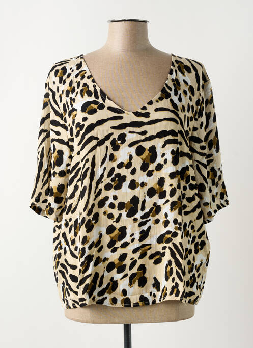 Blouse manches courtes manches courtes beige ICHI femme